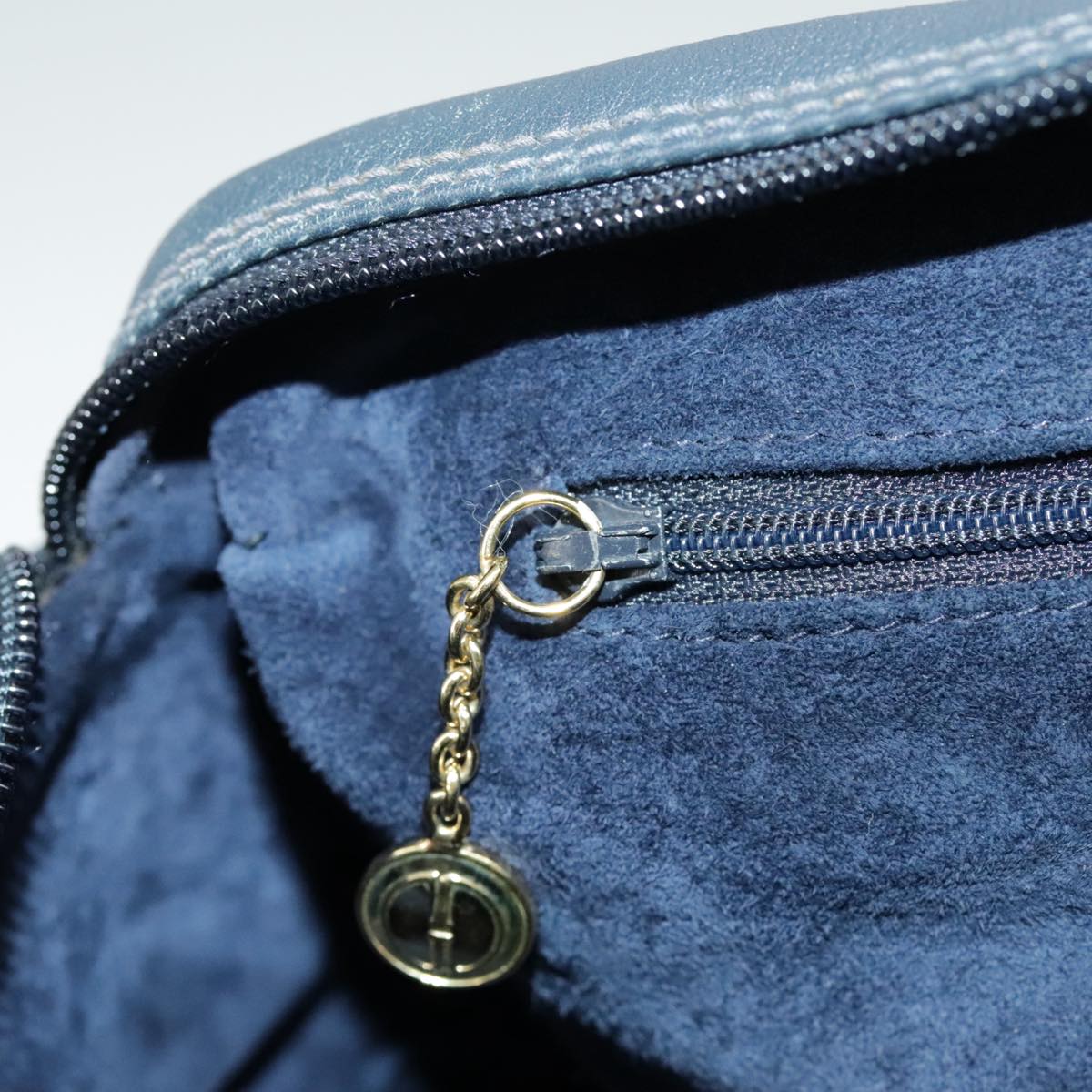 GUCCI Mini Boston Bag Leather Navy Gold ki5045