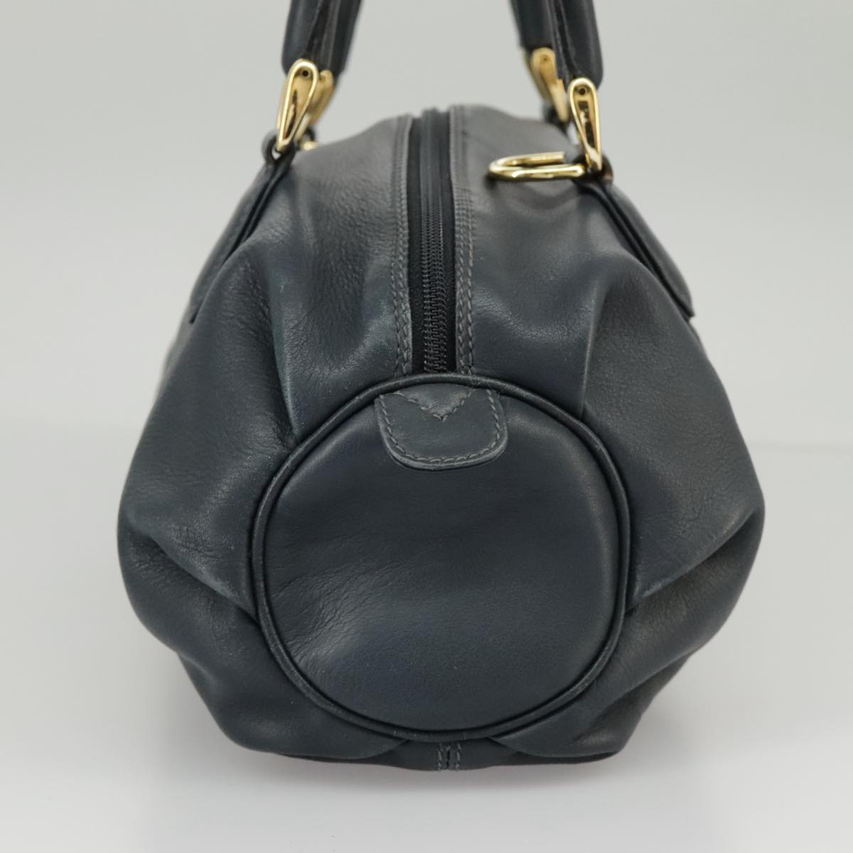 GUCCI Mini Boston Bag Leather Navy Gold ki5045