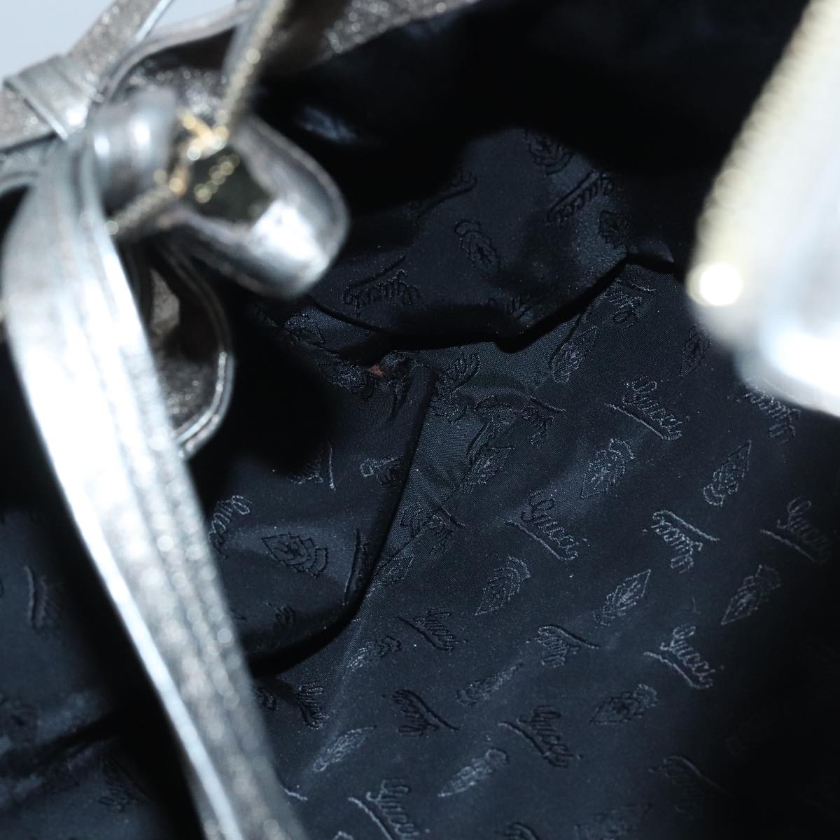 GUCCI Histeria Tote Bag Leather Silver Gold 197021 ki5046