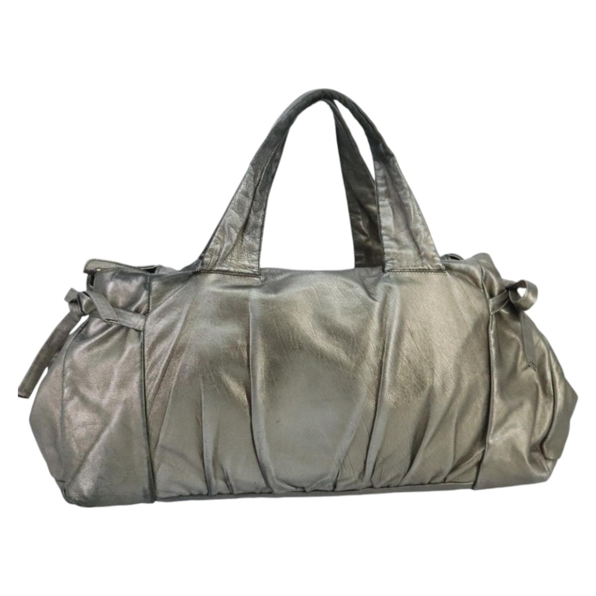 GUCCI Histeria Tote Bag Leather Silver Gold 197021 ki5046