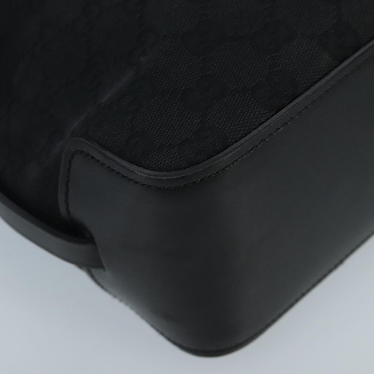 GUCCI GG Canvas Tote Bag Black Silver 107757 ki5048
