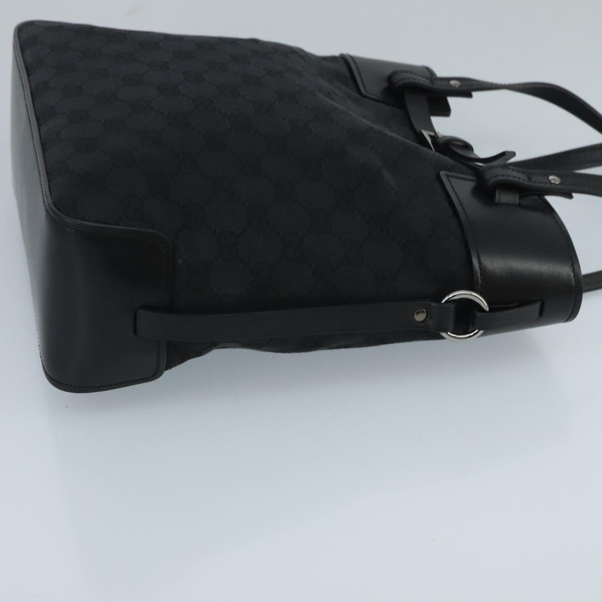 GUCCI GG Canvas Tote Bag Black Silver 107757 ki5048