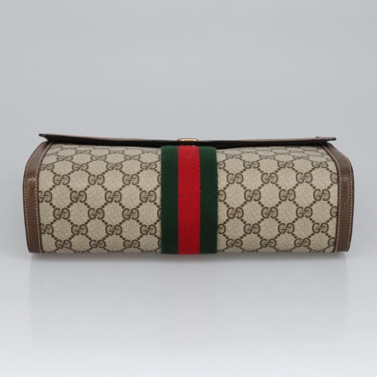 GUCCI GG Supreme Web Sherry Line Clutch Bag PVC Beige Red 89 01 007 ki5050
