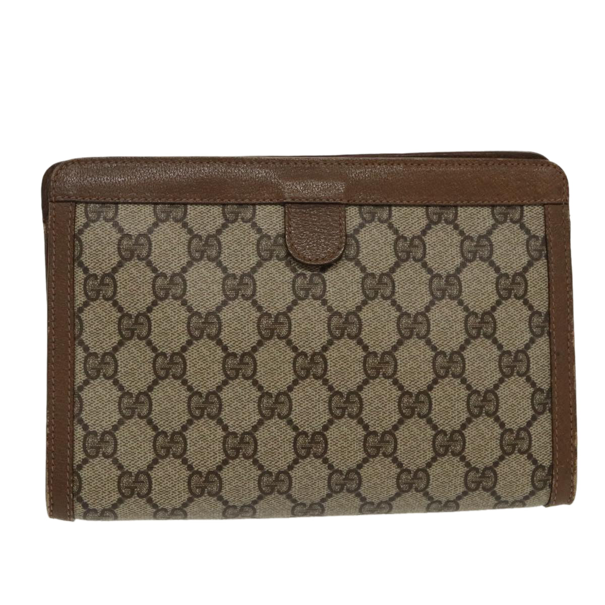 GUCCI GG Supreme Web Sherry Line Clutch Bag PVC Beige Red 89 01 032 ki5061