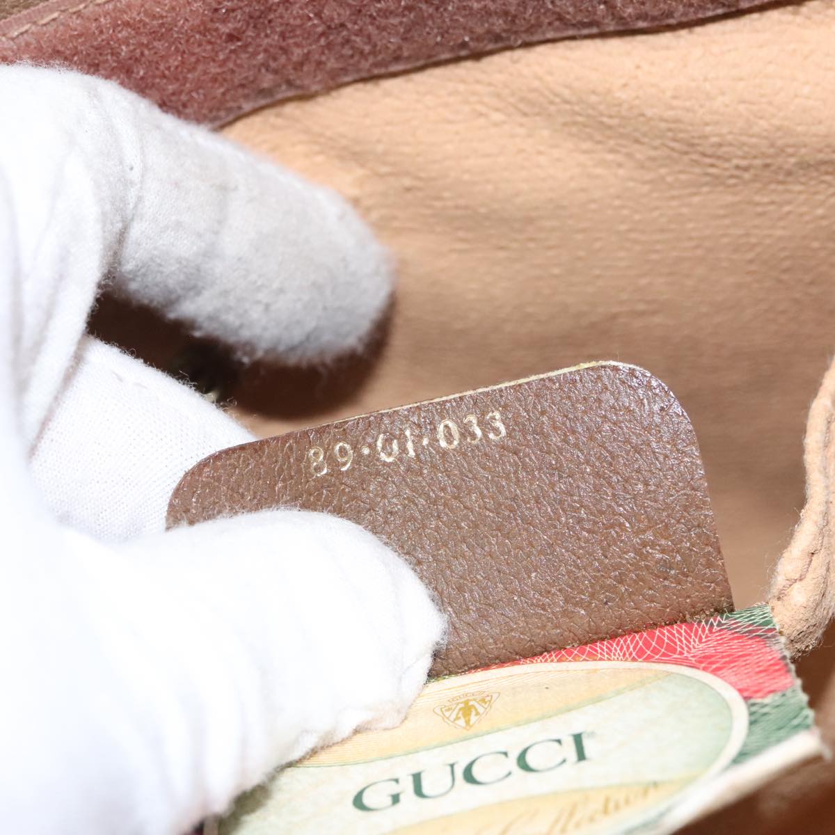 GUCCI GG Supreme Web Sherry Line Clutch Bag PVC Beige Red 89 01 033 ki5062