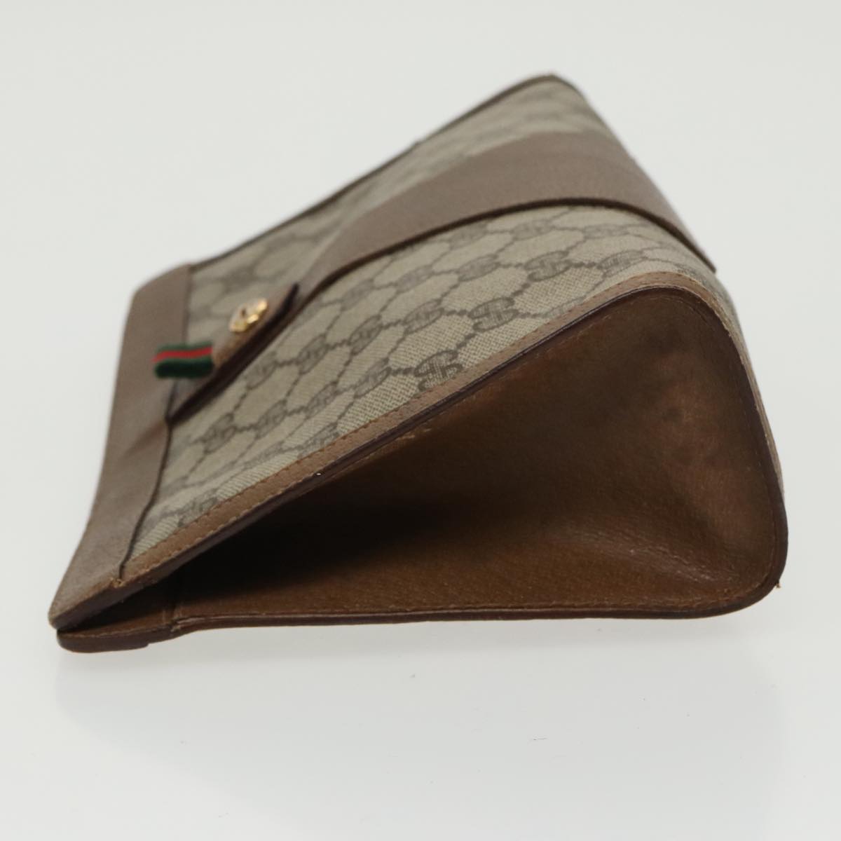 GUCCI GG Supreme Web Sherry Line Clutch Bag PVC Beige Red 89 01 033 ki5062