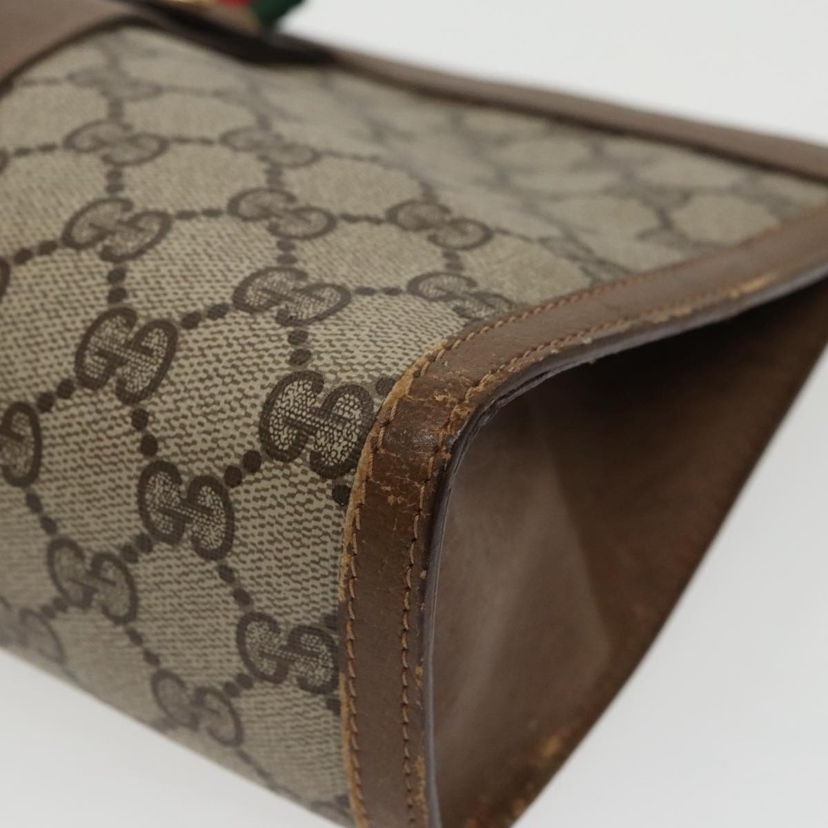 GUCCI GG Supreme Web Sherry Line Clutch Bag PVC Beige Red 89 01 033 ki5062