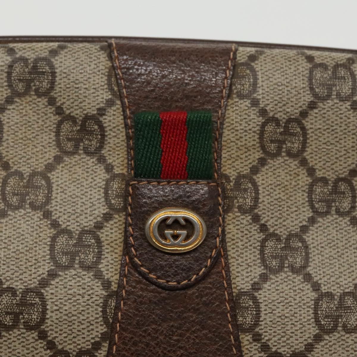 GUCCI GG Supreme Web Sherry Line Clutch Bag PVC Beige Red 156 01 034 ki5089