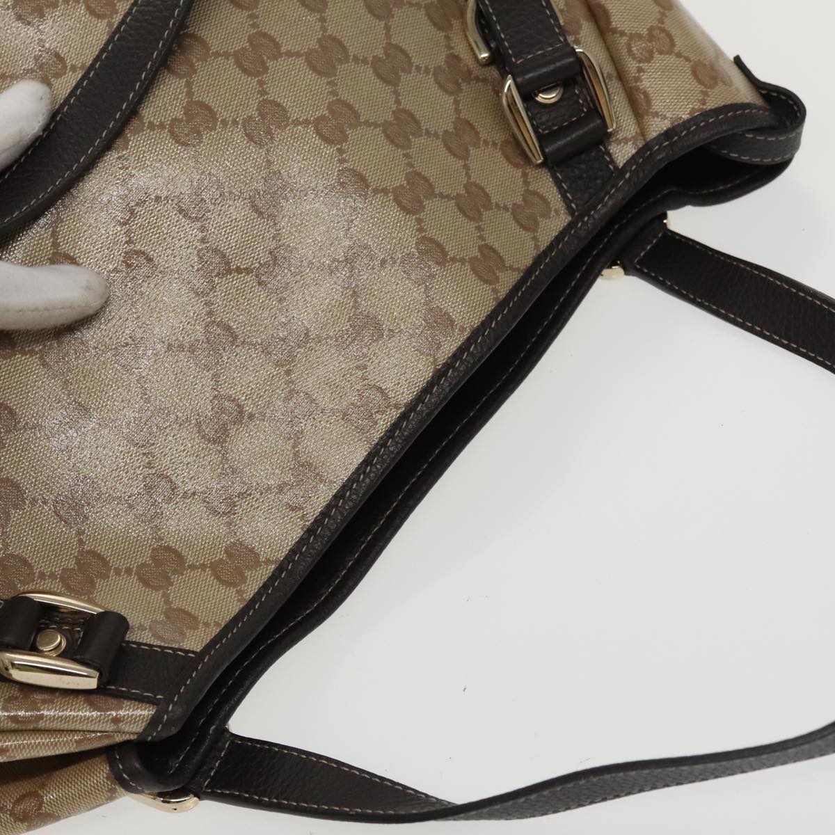 GUCCI GG Crystal Abbey Tote Bag Beige Gold 293578 ki5099