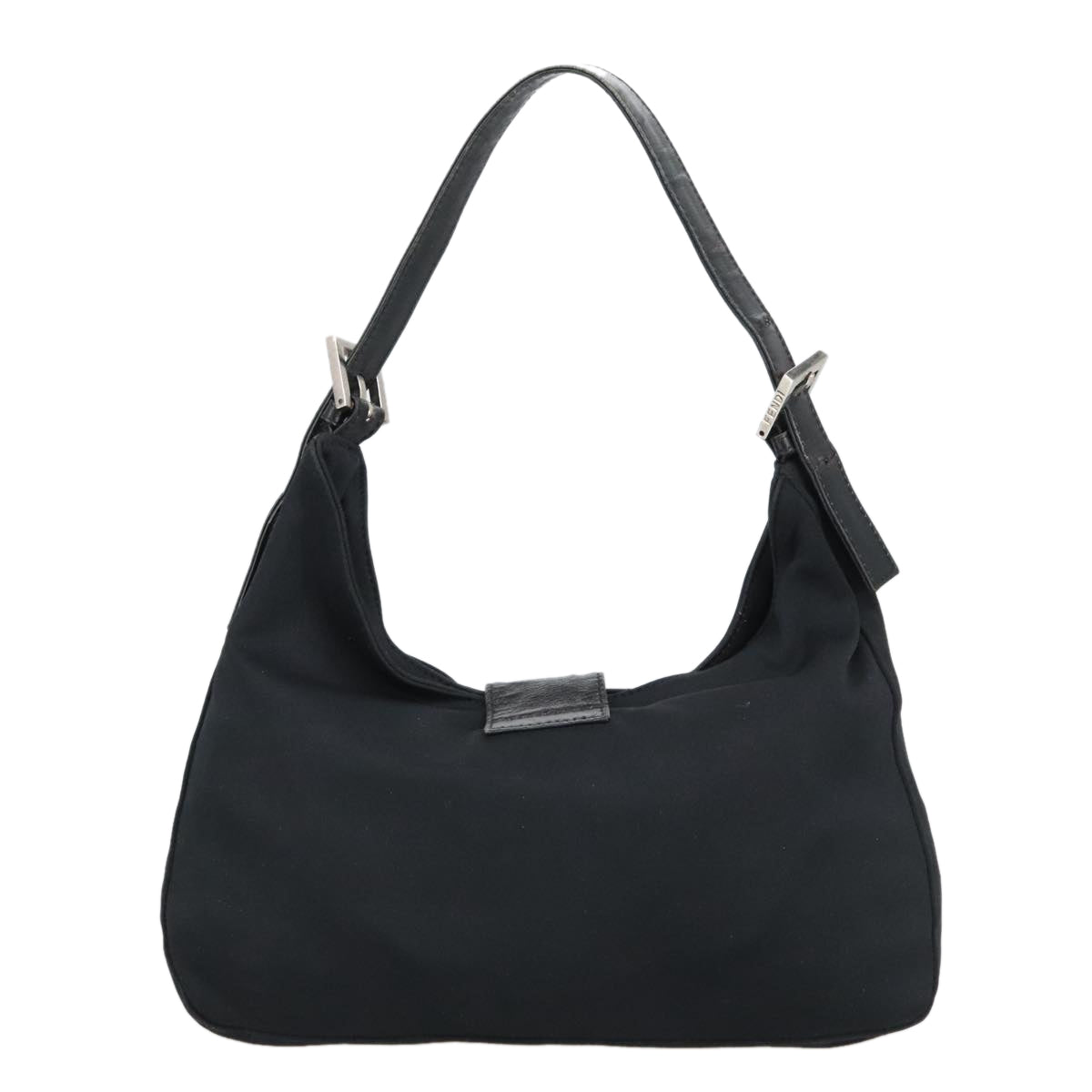 FENDI Mamma Baguette Shoulder Bag Nylon Black Silver ki5124