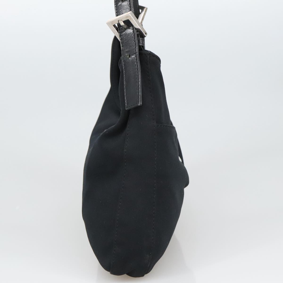 FENDI Mamma Baguette Shoulder Bag Nylon Black Silver ki5124