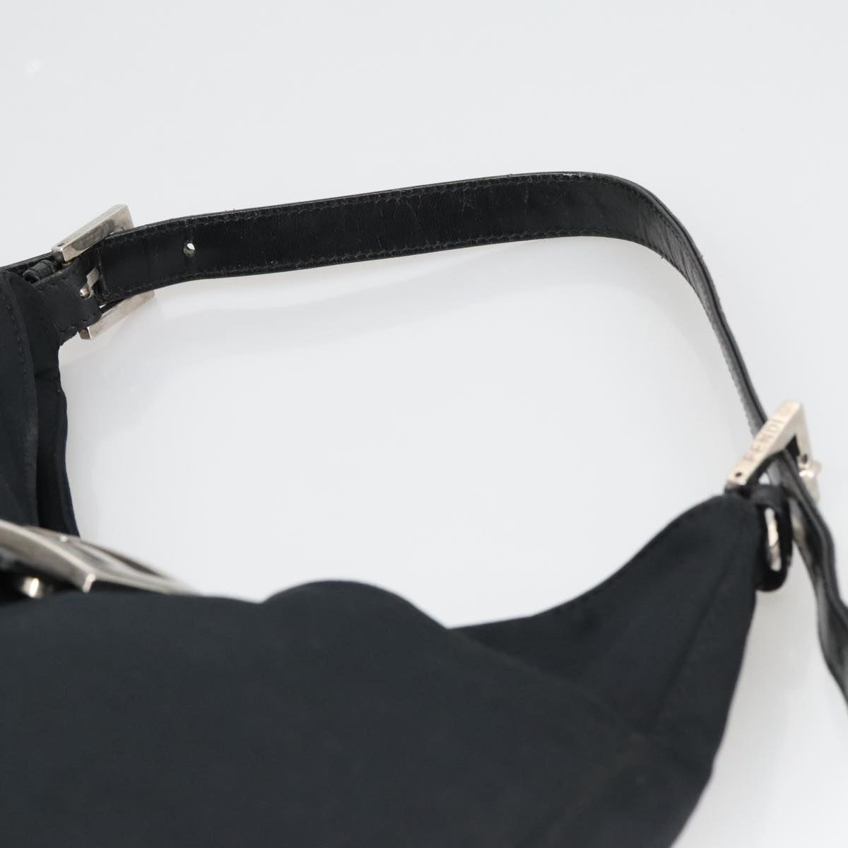 FENDI Mamma Baguette Shoulder Bag Nylon Black Silver ki5124