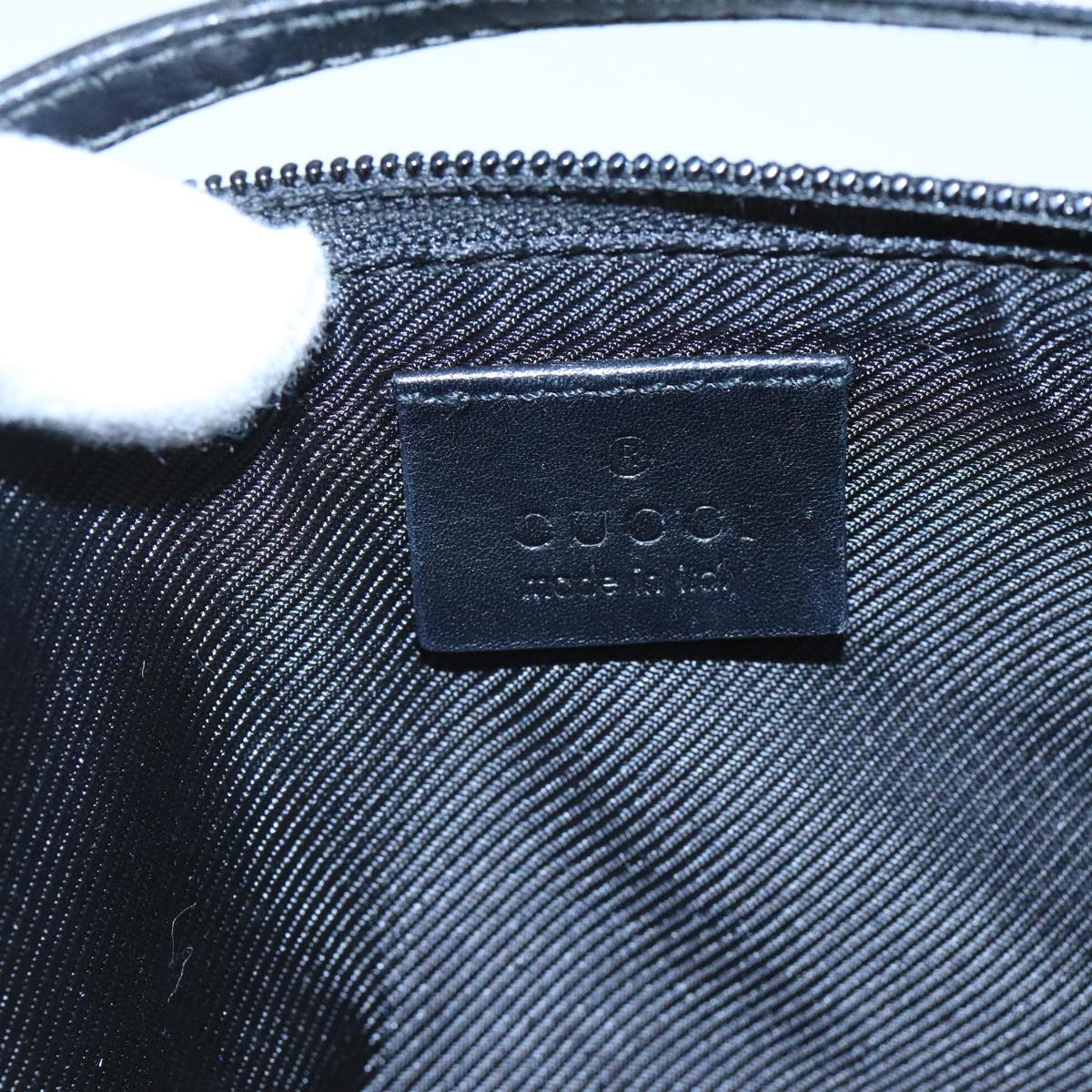 GUCCI GG Canvas Pouch Black Silver 039 1103 ki5152