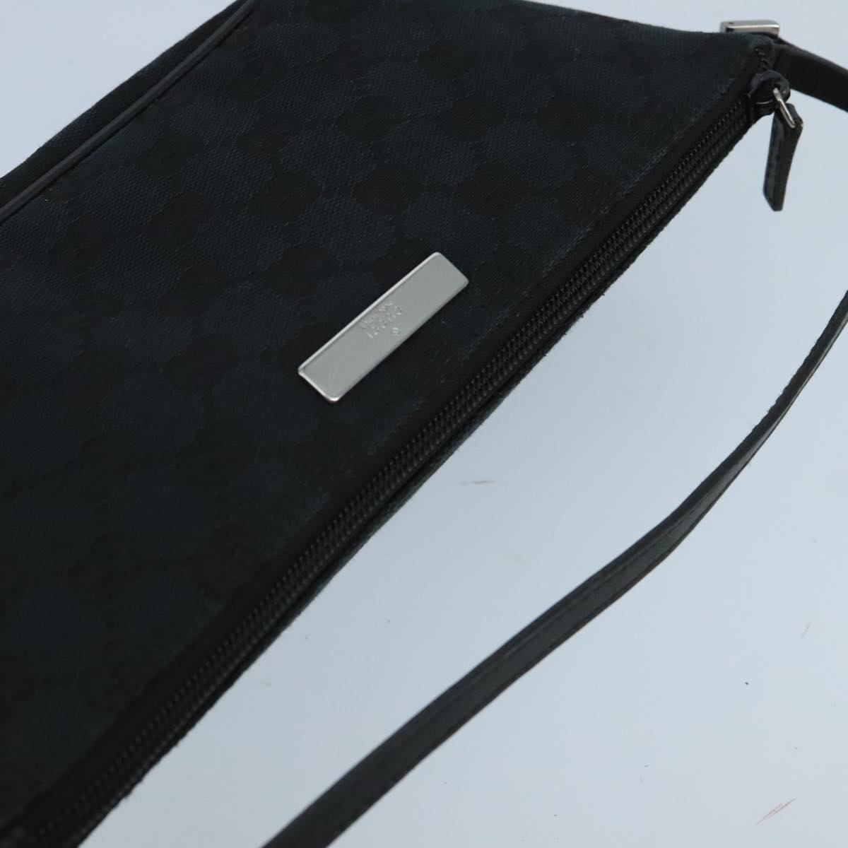 GUCCI GG Canvas Pouch Black Silver 039 1103 ki5152