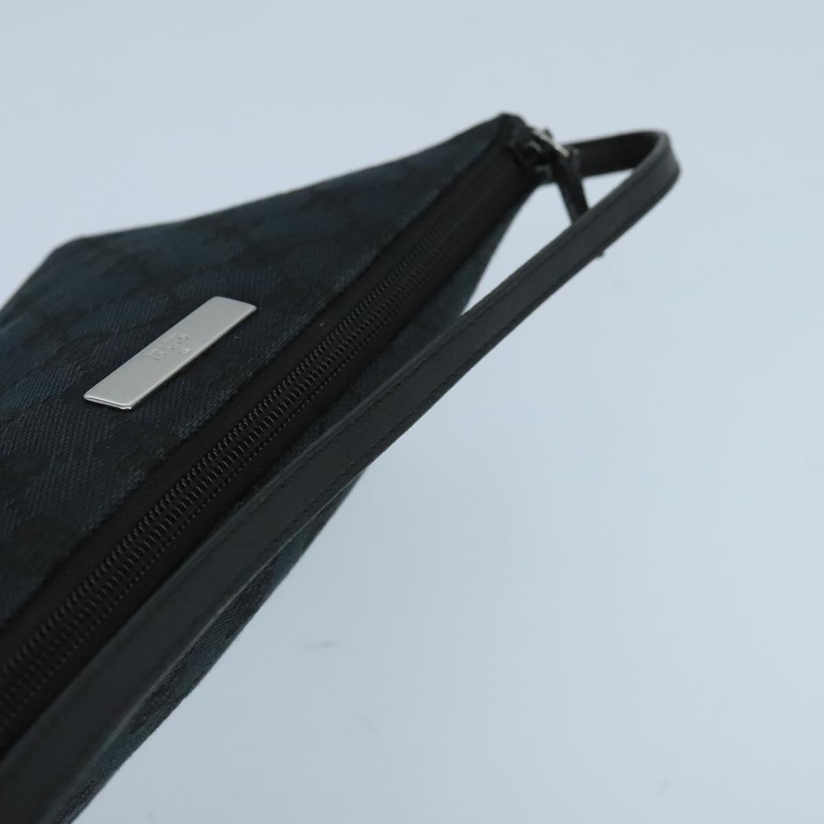 GUCCI GG Canvas Pouch Black Silver 039 1103 ki5152