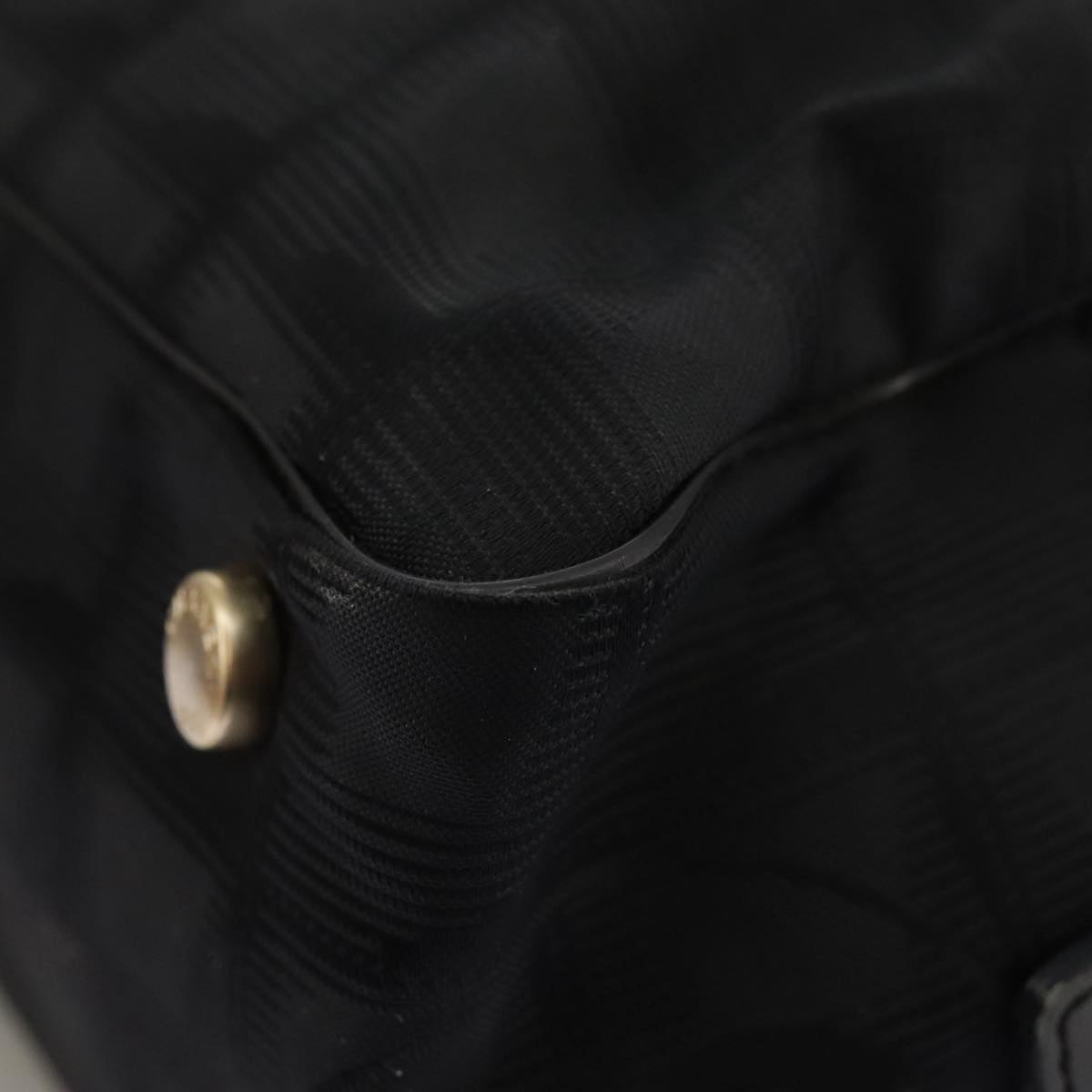 CHANEL New Travel Line Hand Bag Nylon Black Gold CC ki5217