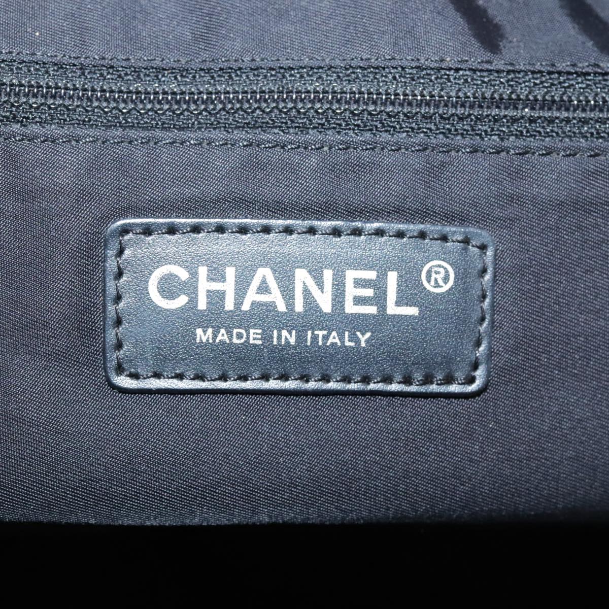 CHANEL New Travel Line Hand Bag Nylon Black Gold CC ki5217