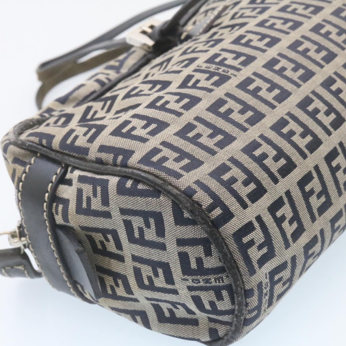 FENDI Zucchino Canvas Hand Bag Navy Blue kk054