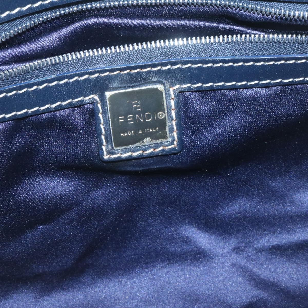 FENDI Zucchino Canvas Hand Bag Navy Blue kk054
