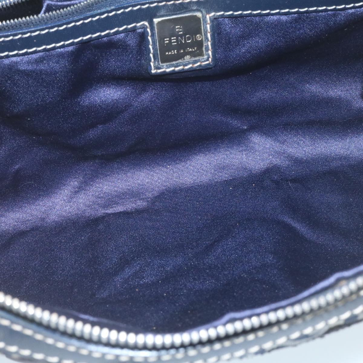 FENDI Zucchino Canvas Hand Bag Navy Blue kk054