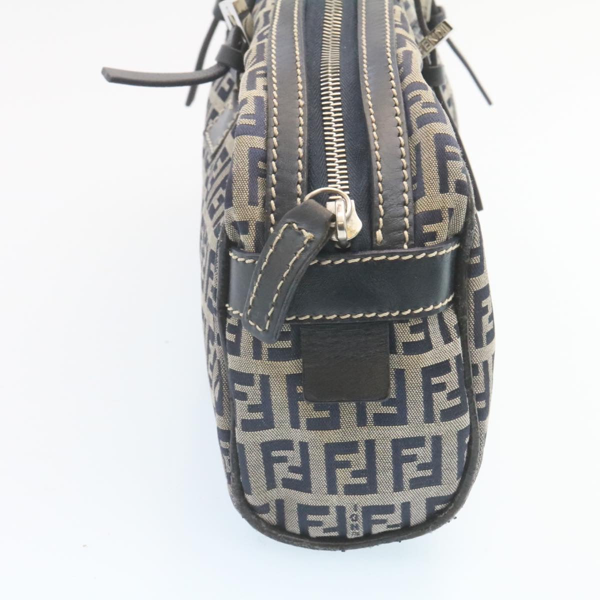 FENDI Zucchino Canvas Hand Bag Navy Blue kk054