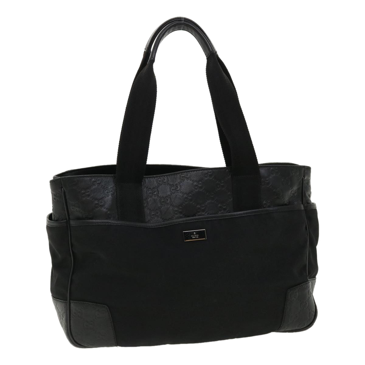 GUCCI Guccissima Tote Bag Canvas Leather Black kk141