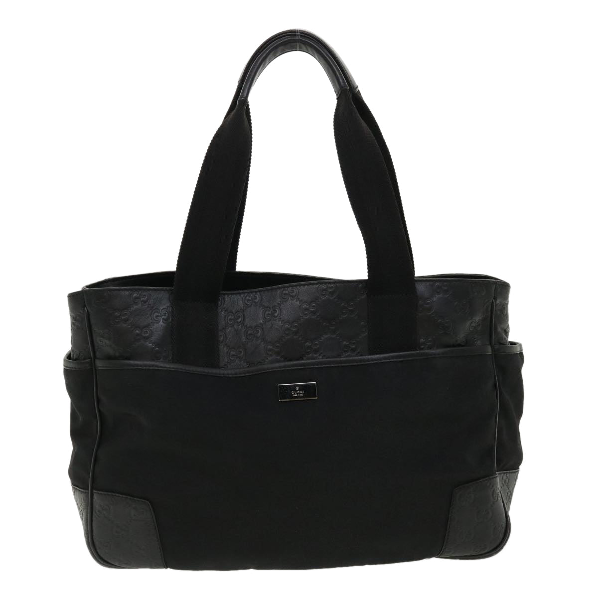 GUCCI Guccissima Tote Bag Canvas Leather Black kk141