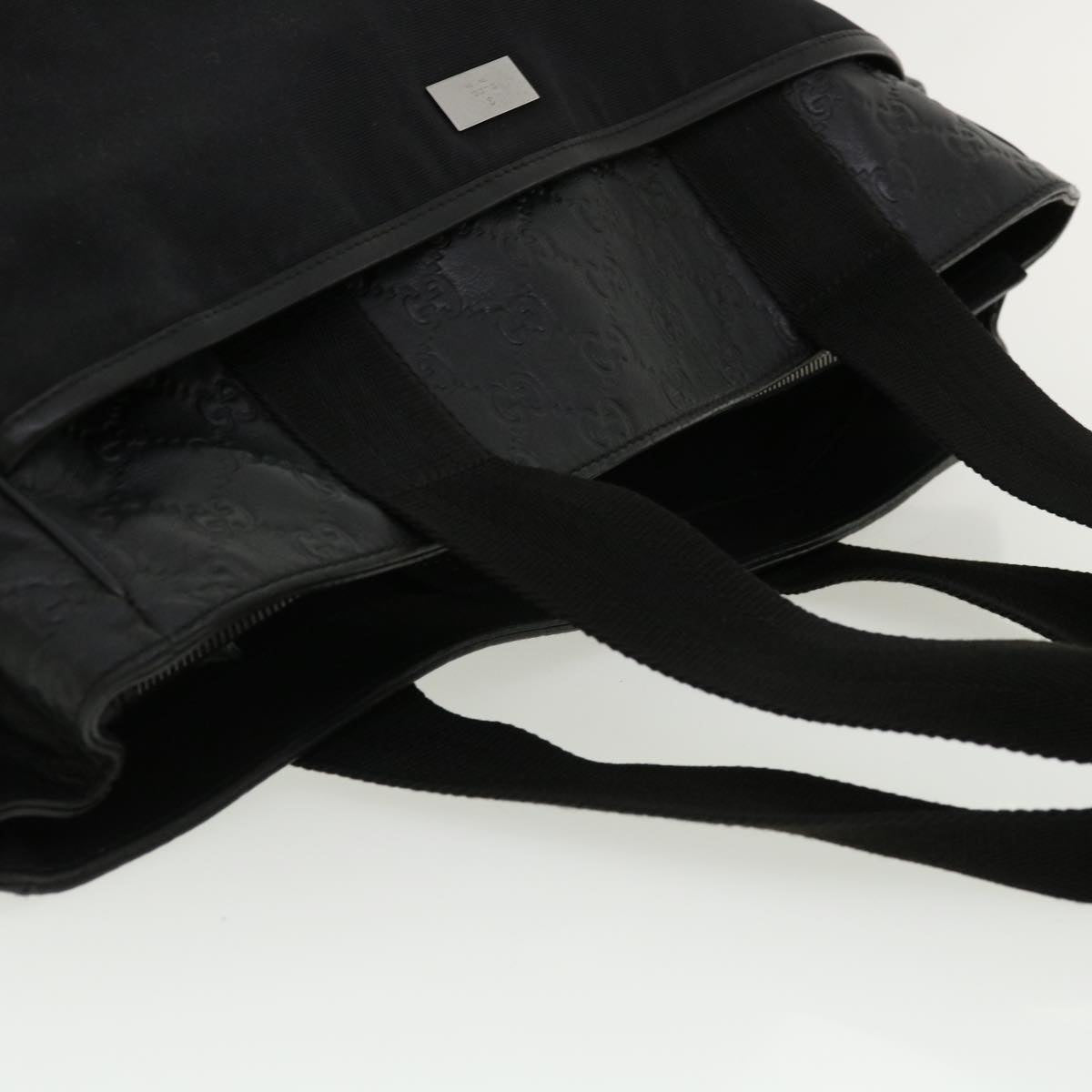 GUCCI Guccissima Tote Bag Canvas Leather Black kk141