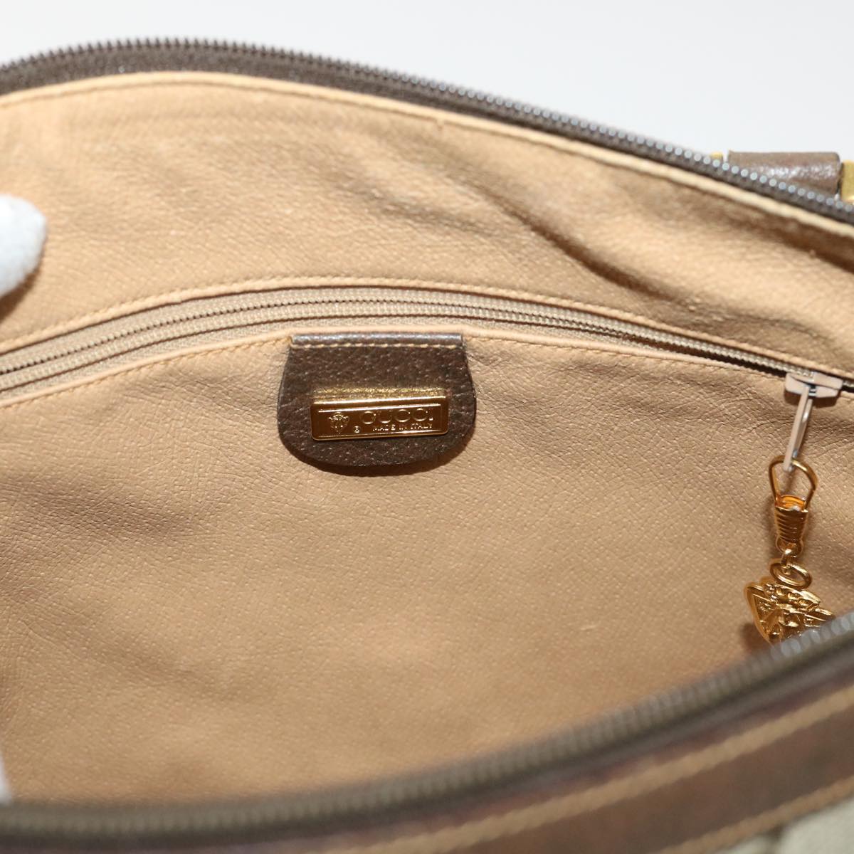 GUCCI GG Canvas Boston Bag PVC Leather 2way Beige kk179