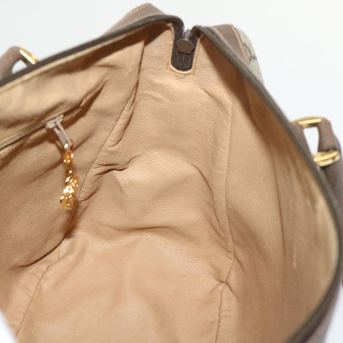 GUCCI GG Canvas Boston Bag PVC Leather 2way Beige kk179
