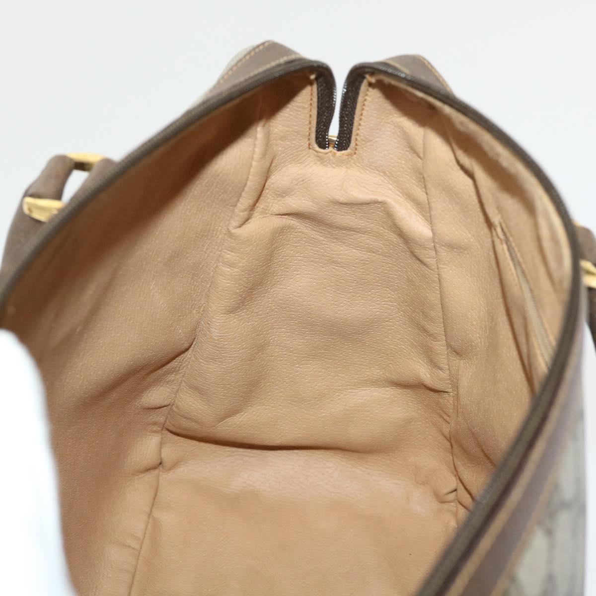 GUCCI GG Canvas Boston Bag PVC Leather 2way Beige kk179