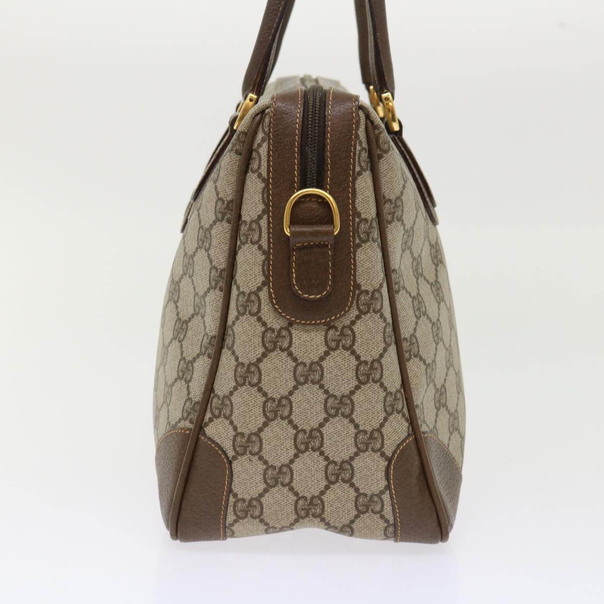 GUCCI GG Canvas Boston Bag PVC Leather 2way Beige kk179