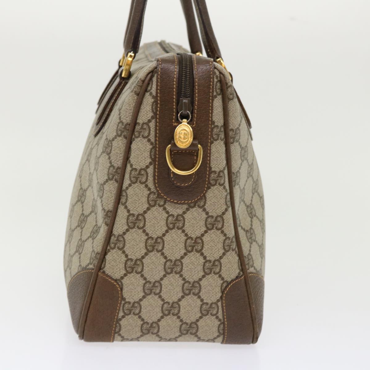 GUCCI GG Canvas Boston Bag PVC Leather 2way Beige kk179