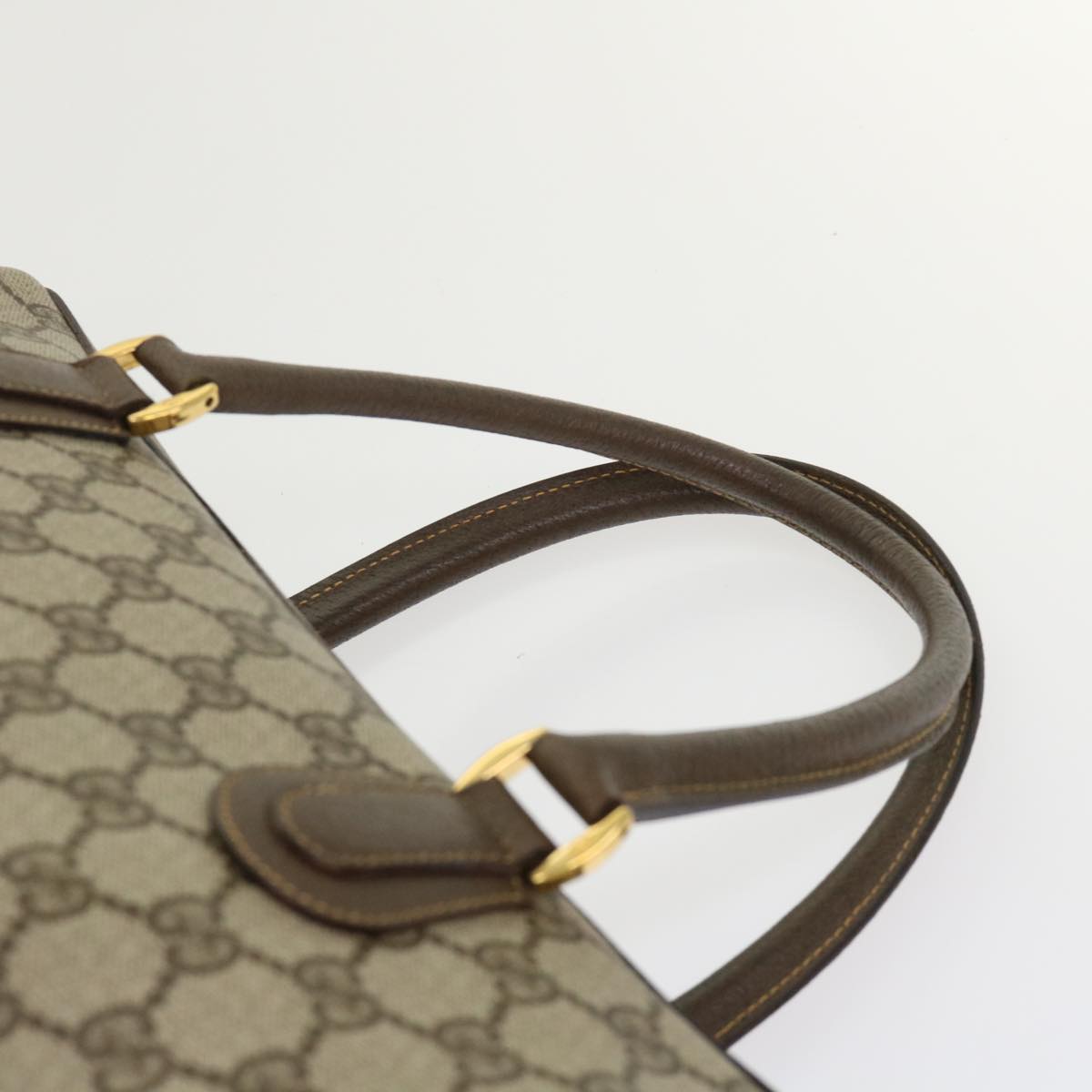 GUCCI GG Canvas Boston Bag PVC Leather 2way Beige kk179
