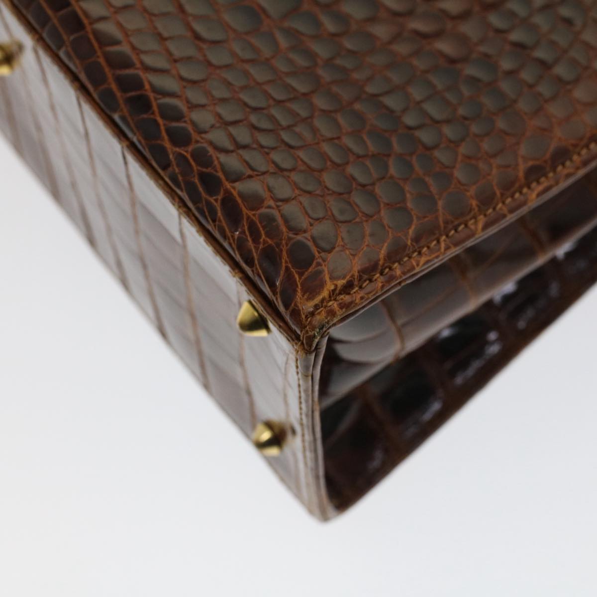 GUCCI Hand Bag Crocodile 2way Brown kk194