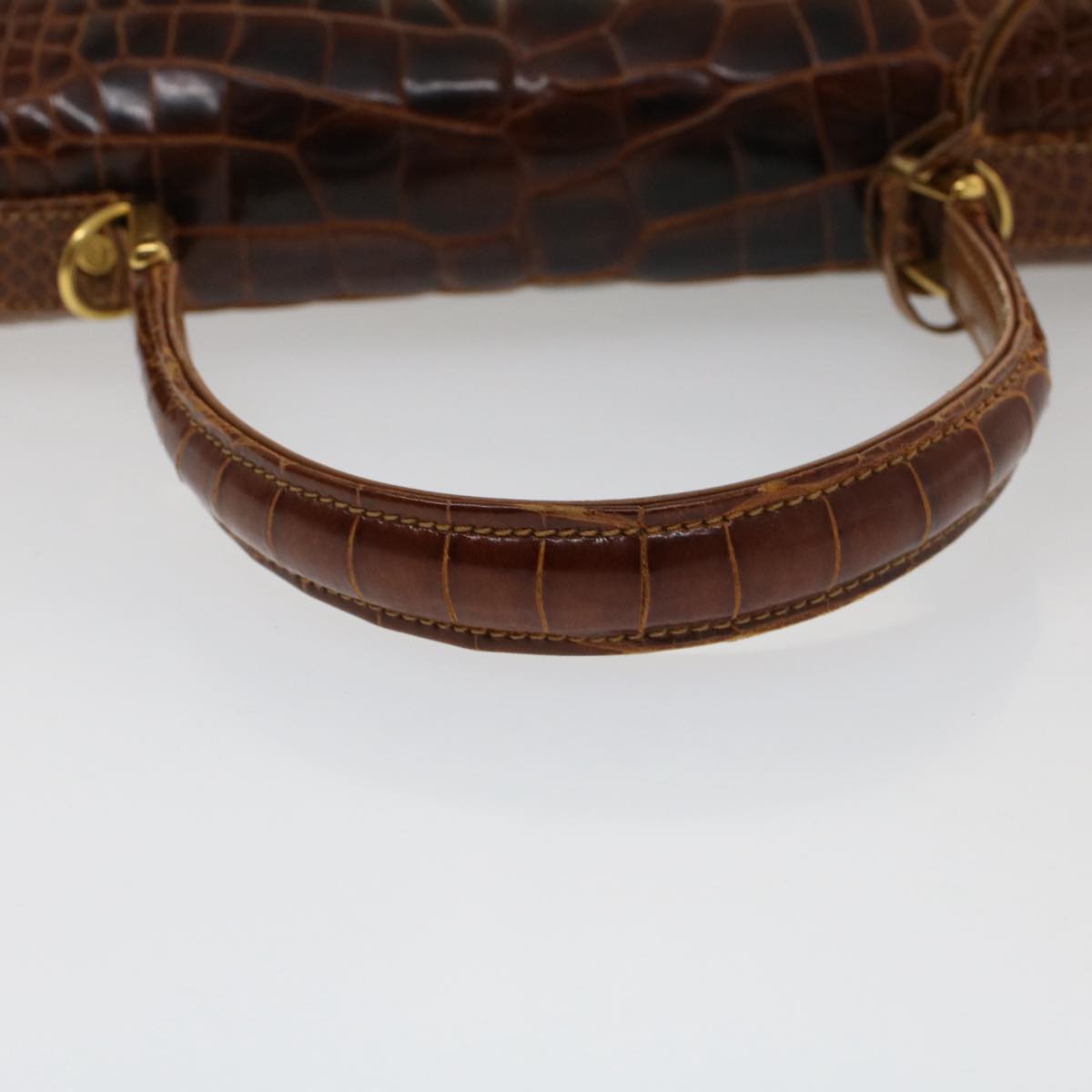 GUCCI Hand Bag Crocodile 2way Brown kk194