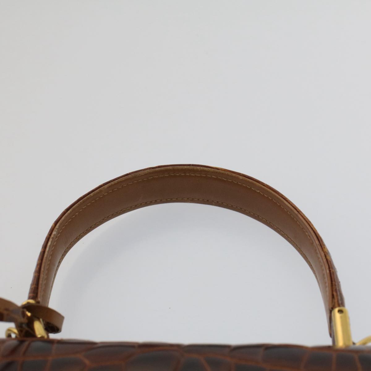 GUCCI Hand Bag Crocodile 2way Brown kk194