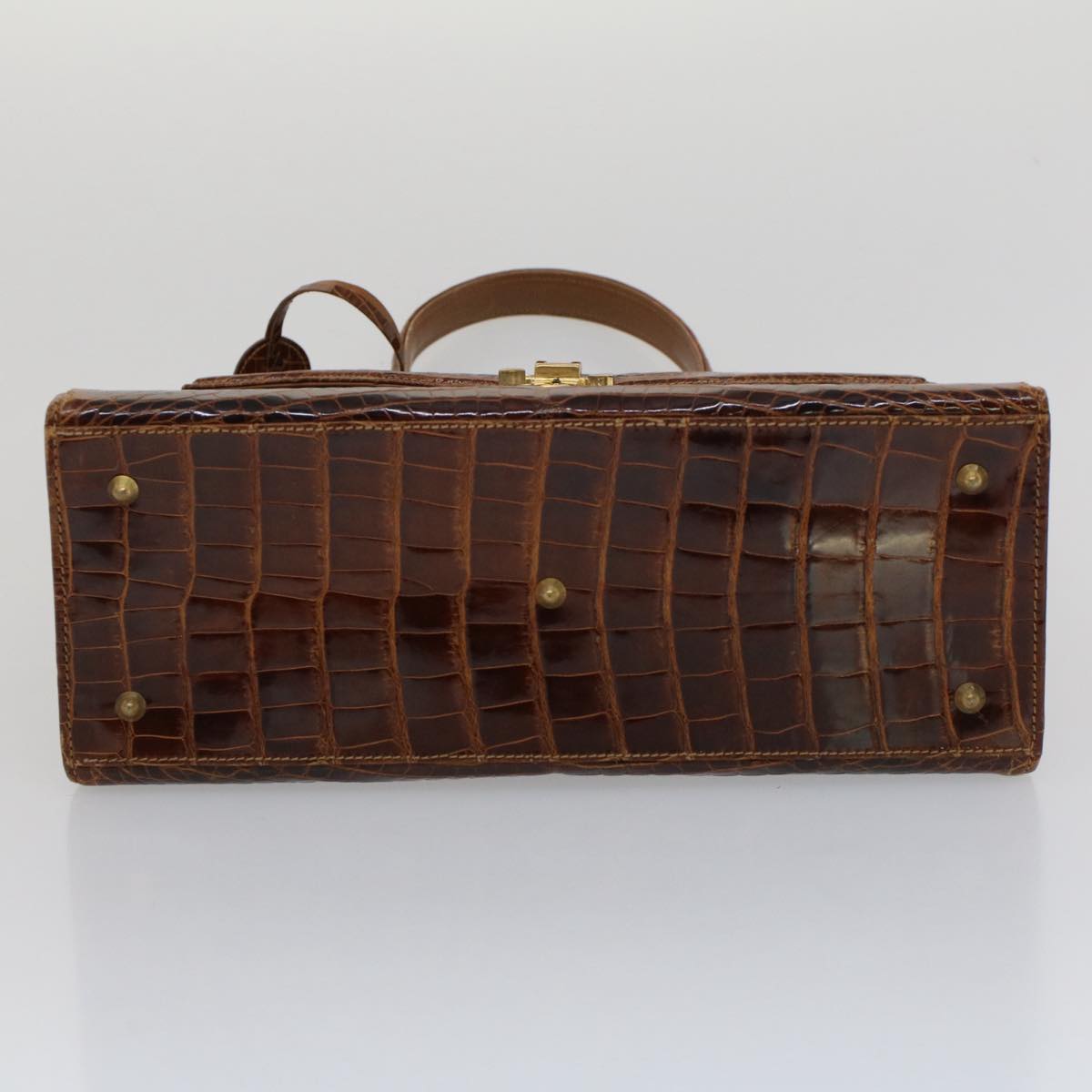 GUCCI Hand Bag Crocodile 2way Brown kk194
