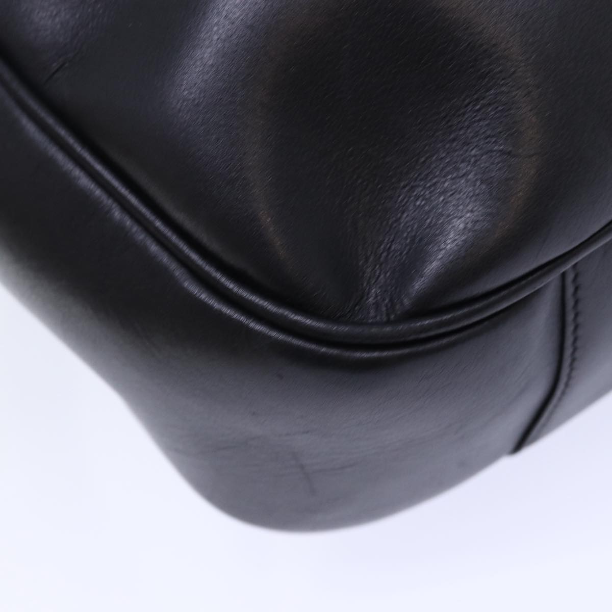GUCCI Bamboo Hand Bag Leather 2way Black kk265