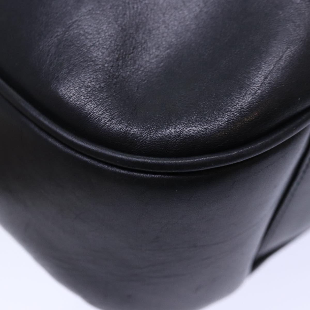 GUCCI Bamboo Hand Bag Leather 2way Black kk265