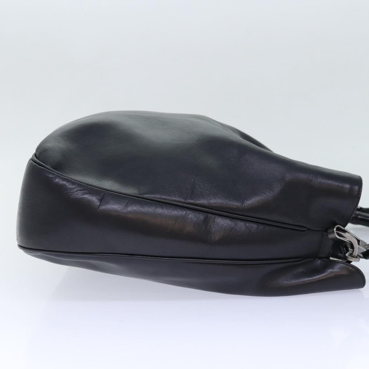 GUCCI Bamboo Hand Bag Leather 2way Black kk265