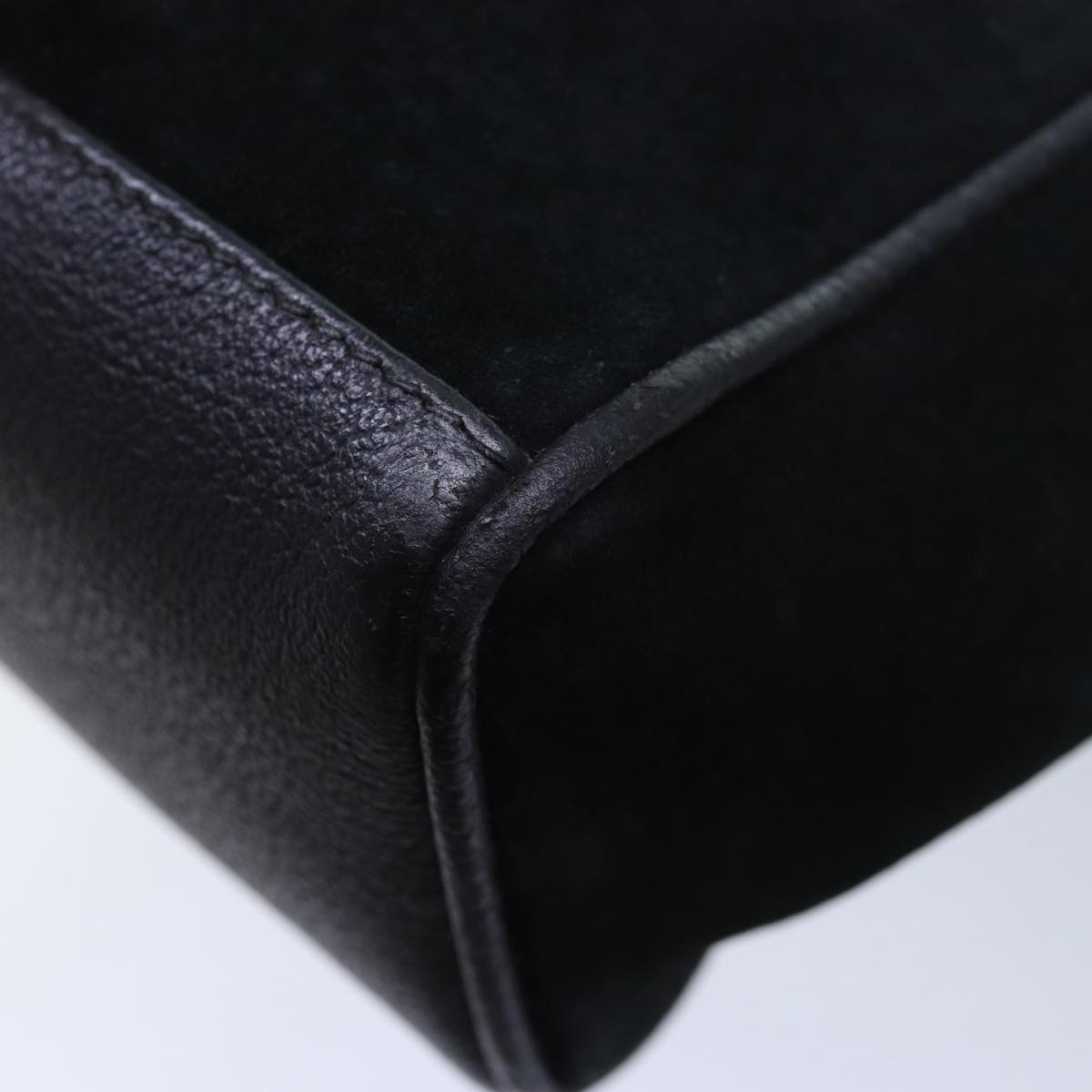 GUCCI Bamboo Hand Bag Suede 2way Black kk266