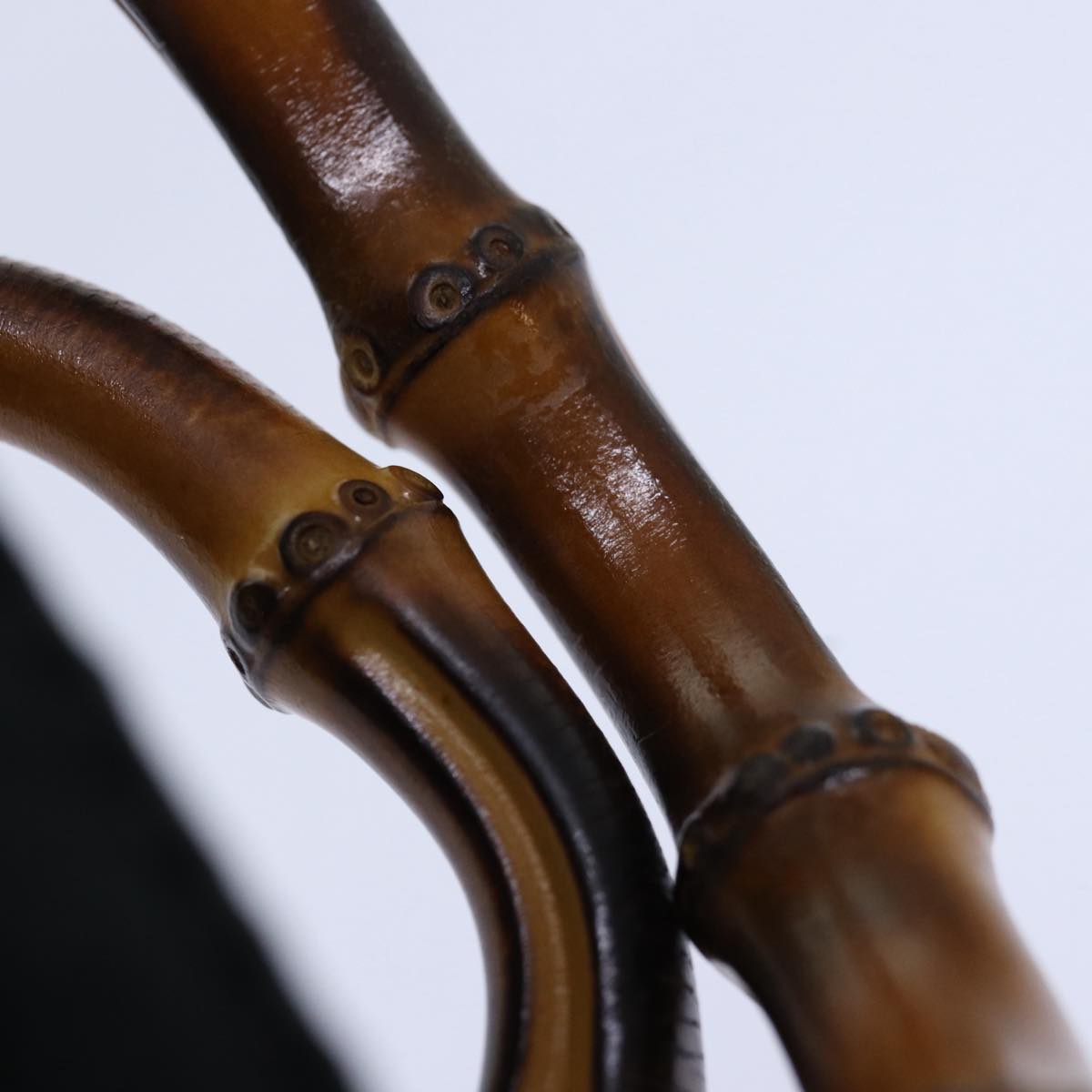 GUCCI Bamboo Hand Bag Suede 2way Black kk266