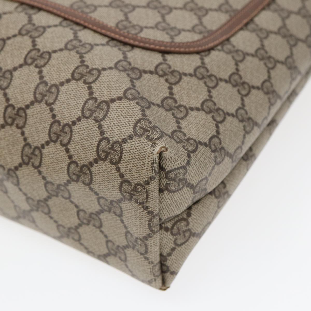 GUCCI GG Canvas Web Sherry Line Tote Bag PVC Leather Beige Green Red kk273