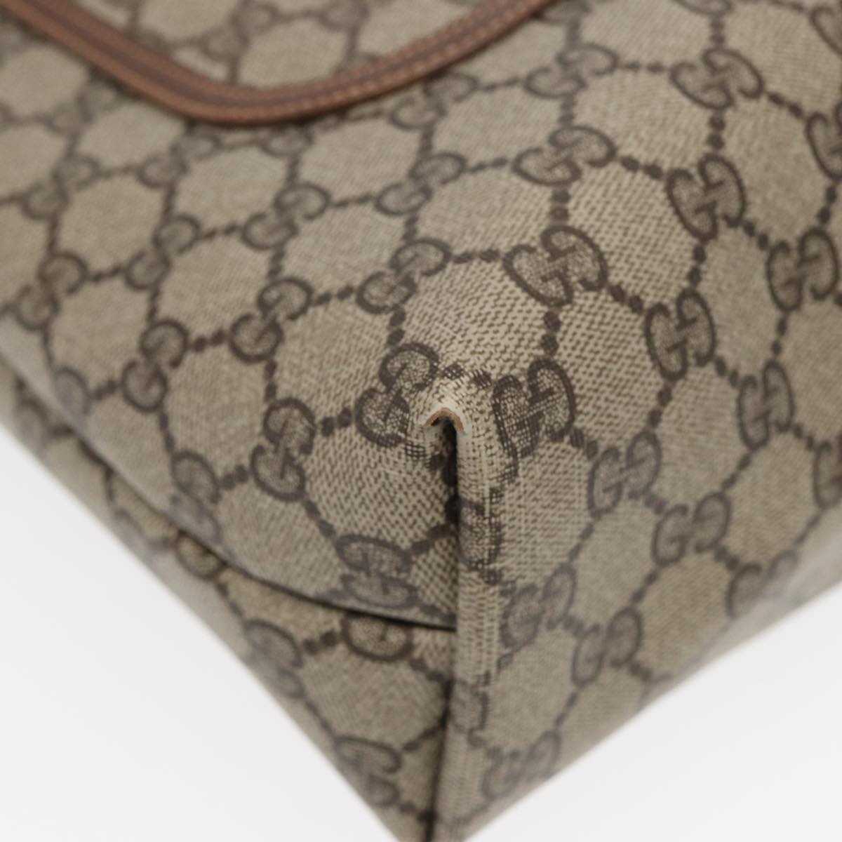 GUCCI GG Canvas Web Sherry Line Tote Bag PVC Leather Beige Green Red kk273