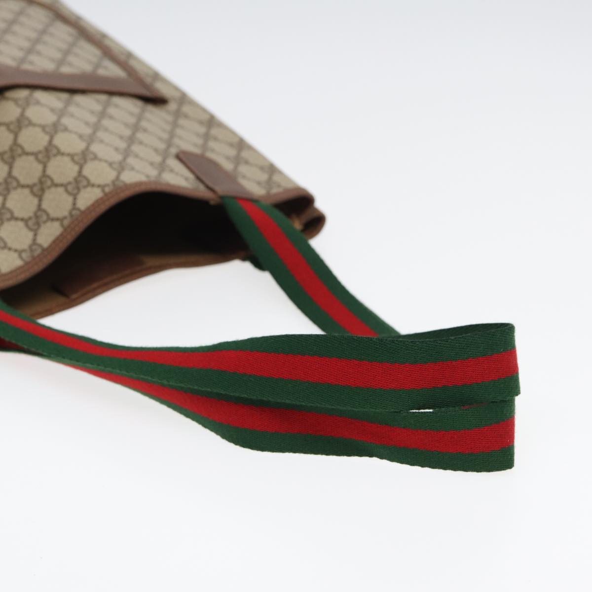 GUCCI GG Canvas Web Sherry Line Tote Bag PVC Leather Beige Green Red kk275