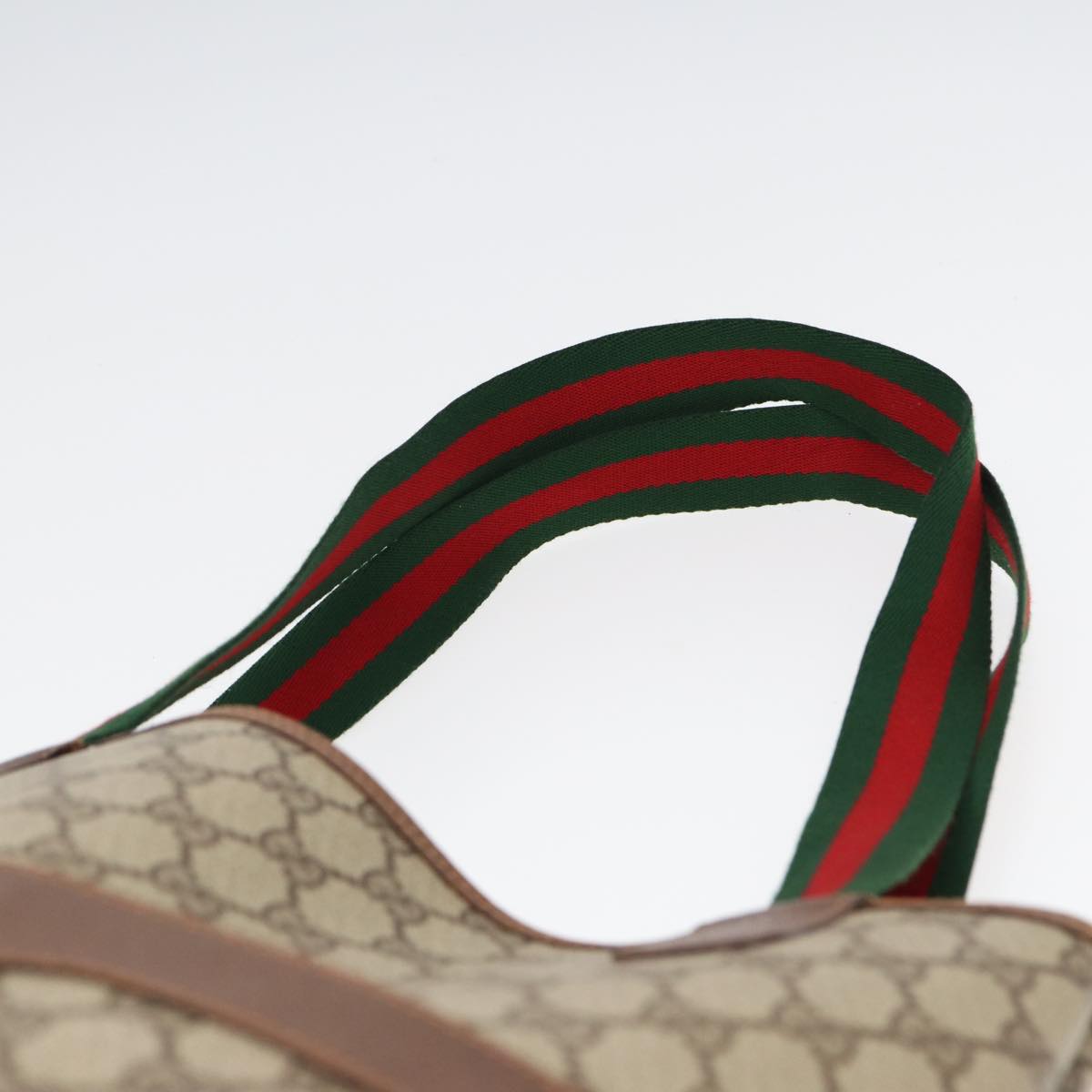 GUCCI GG Canvas Web Sherry Line Tote Bag PVC Leather Beige Green Red kk275