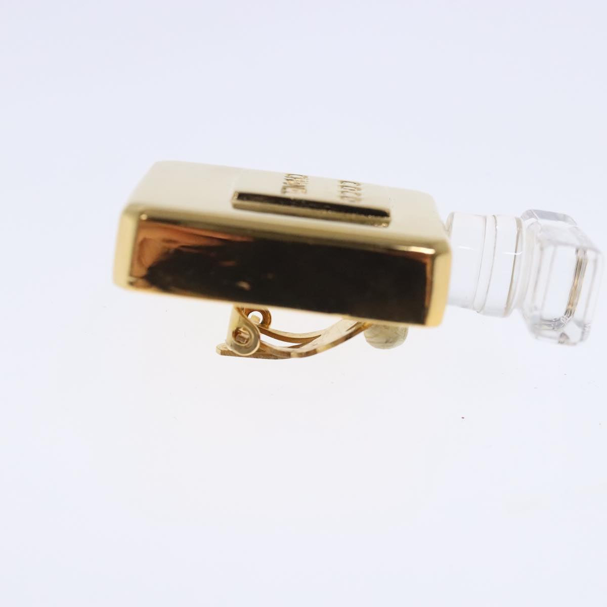 CHANEL Perfume Bottle Earring metal Gold CC kk361