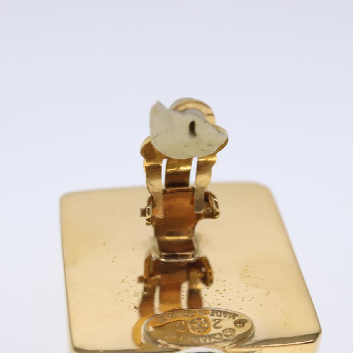 CHANEL Perfume Bottle Earring metal Gold CC kk361