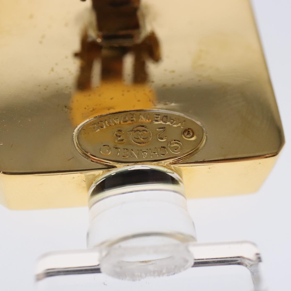 CHANEL Perfume Bottle Earring metal Gold CC kk361